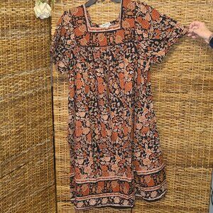 Expressions Cotton Nightgown Kaftan 100% Cotton 3X Brown Black Floral